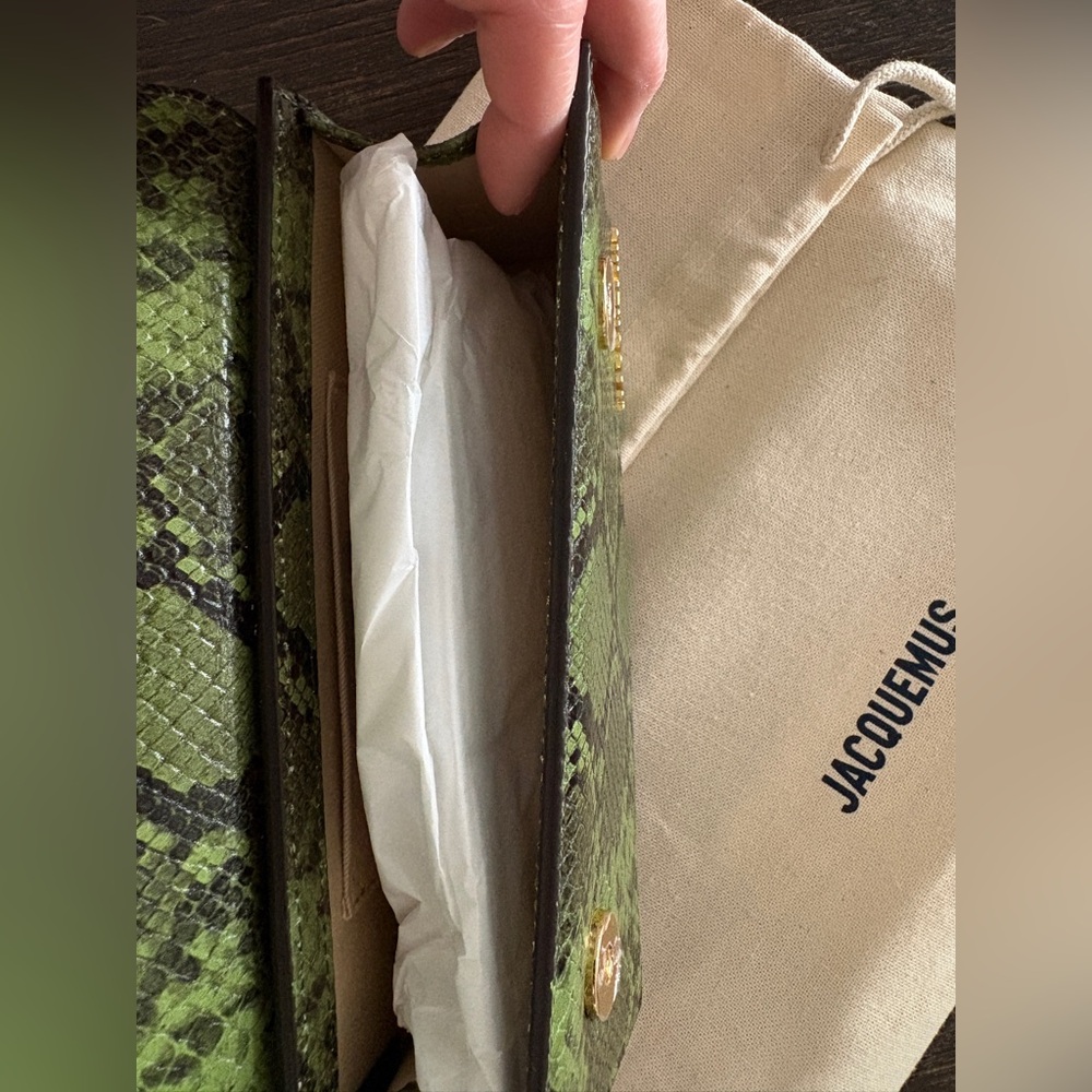 Jacquemus Green Snake-Embossed Le Chiquito Long Bag - Picture 3 of 6